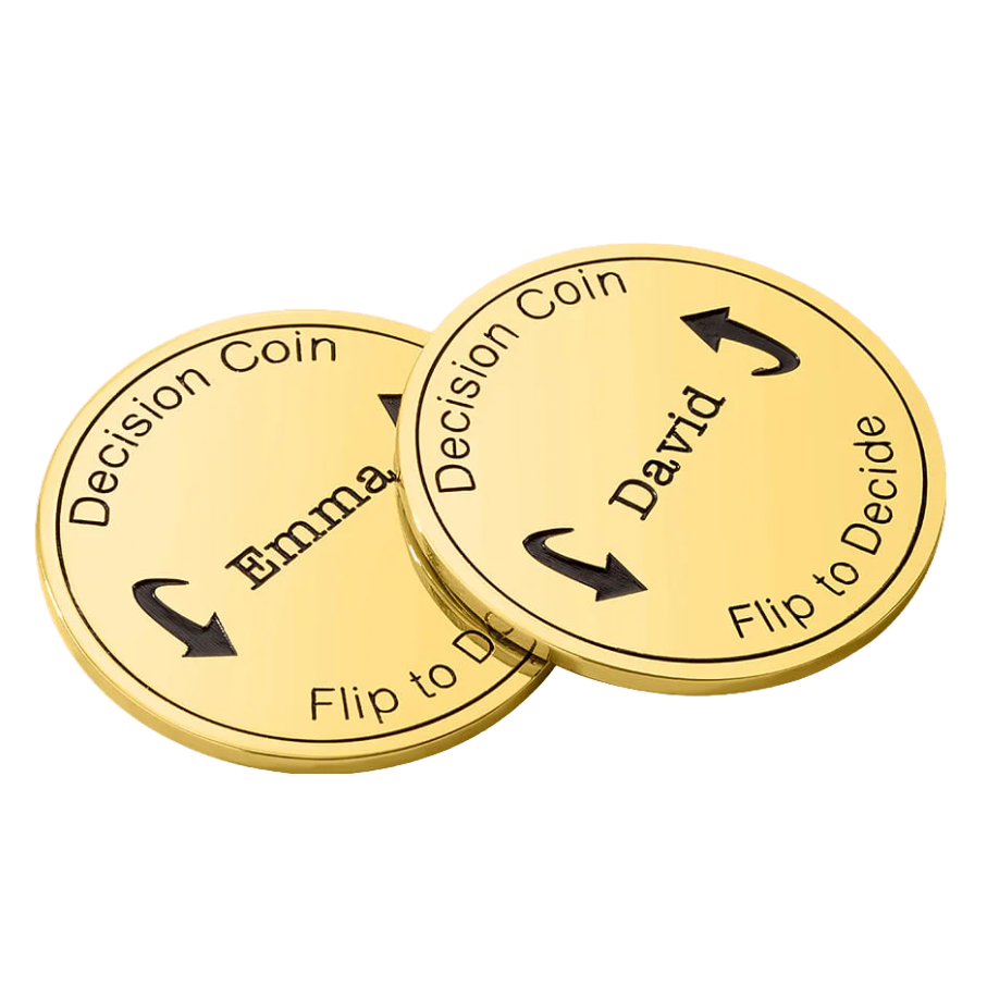 custom laser engraved coins for birthday, save the date, decision